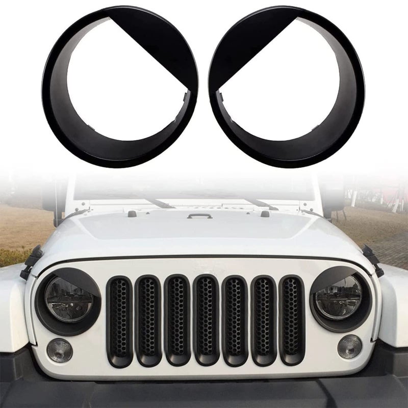 Bolaxin for Jeep Accessories Angry Bird Style Headlight Lamps Cover Ring Trim Compatible with Wrangler JK & Unlimited 2007-2018 Mods Decor (Black) - Image 1